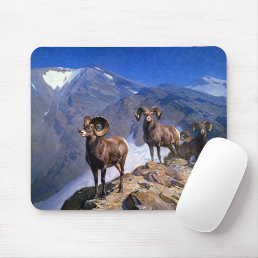 Carl Rungius Big Horn Sheep auf dem Wilcox Pass Mousepad (Mit Mouse)