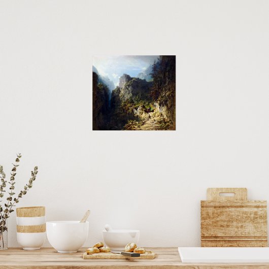 Carl Spitzweg Landschaft mit Liebe Poster (Küche)