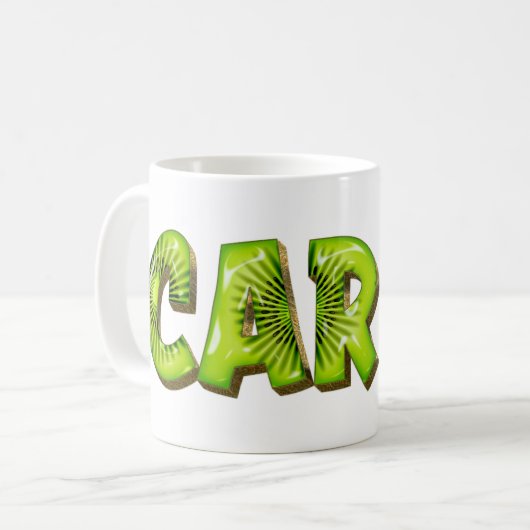 Carla Name Kiwi Style Tasse Teetasse Kaffeetasse (Vorderseite Links)