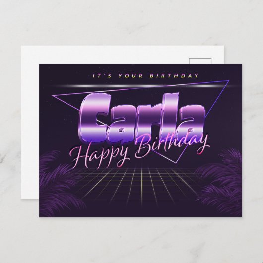 Carla Name Vorname lila Postkarte Geburtstag (Vorne/Hinten)