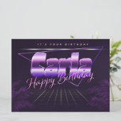 Carla Name Vorname lila retro Karte Geburtstag (Stehend Vorderseite)