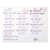 Carlas Brautparty-Spiel "Braut oder Groom?" Notizblock (Vorderseite)