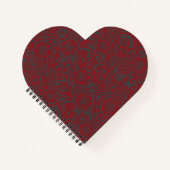 Carlet und Charcoal Floral Heart Notebook Notizblock (Vorderseite)
