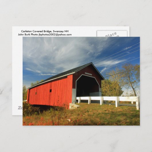 Carleton Covered Bridge Swanzey NH Postkarte (Vorne/Hinten)