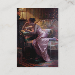 Carlier: Elegante Dame mit Spiegel Visitenkarte