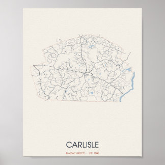 Carlisle Massachusetts Straßenkarte Poster