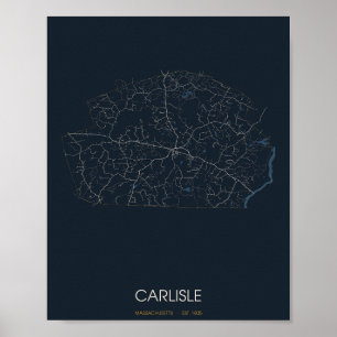 Carlisle Massachusetts Straßenkarte Poster (Nacht)