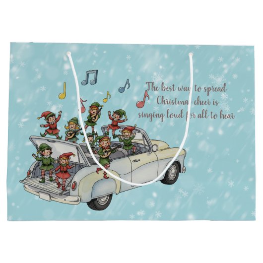 Carload of Singing Elves Große Geschenktüte (Rückseite)