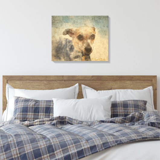 Carlos B. Dog Chihuahua Watercolor Leinwand (Insitu (Schlafzimmer))