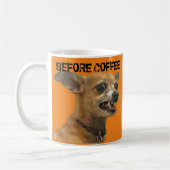 Carlos B. Hunde vor und nach der TASSE des Kaffees (Links)