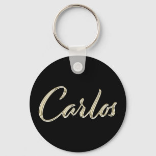 Carlos Name Weißgold Button Schlüsselanhänger