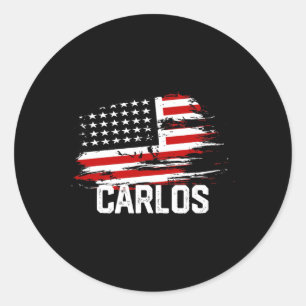 Carlos Usa Flag Personalisiert 4. Juli Carlos Runder Aufkleber