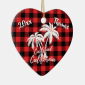 Carlsbad California Beach Palm Tree Red Kariert Keramik Ornament (Rechts)
