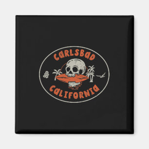 Carlsbad California Ca Skull Surf Tattoo Front &am Magnet
