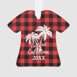Carlsbad California Palm Trees Kariert Personalisi Ornament