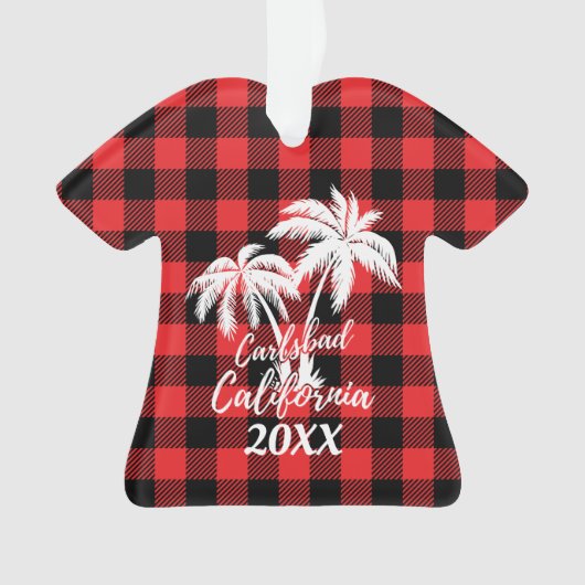 Carlsbad California Palm Trees Kariert Personalisi Ornament (Vorderseite)