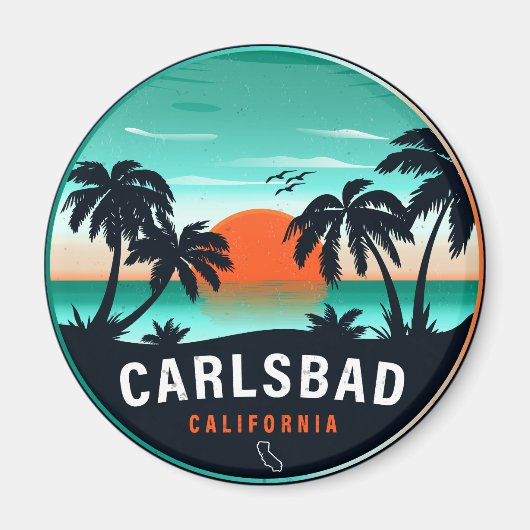 Carlsbad California Retro Sunset Souvenirs 80er Magnet (Vorne)
