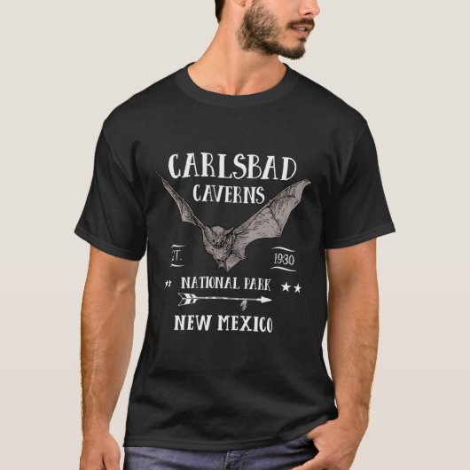Carlsbad Caverne Nationalpark Bat Design Souvenir T-Shirt (Vorderseite)