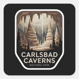 Carlsbad Caverns Höhlen Vintage-Abzeichen Quadratischer Aufkleber