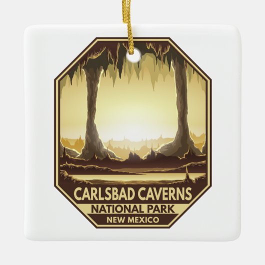 Carlsbad Caverns Nationalpark Retro Emblem Keramikornament (Vorderseite)