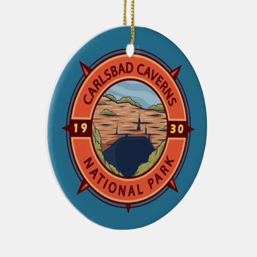 Carlsbad Caverns Nationalpark Retro Kompass Keramik Ornament (Rechts)