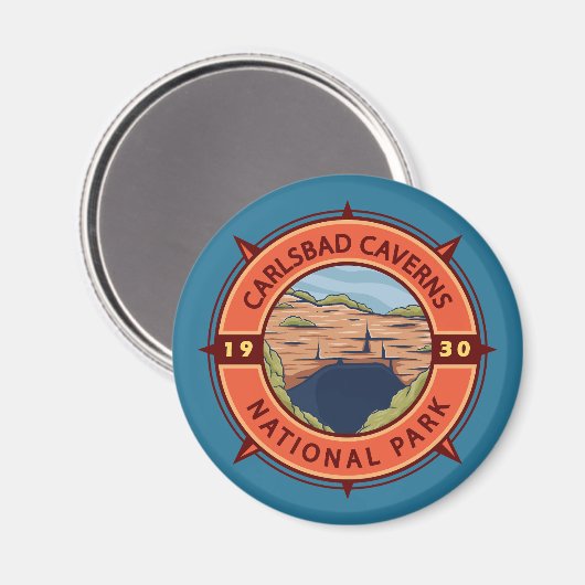 Carlsbad Caverns Nationalpark Retro Kompass Magnet (Vorderseite/Rückseite)