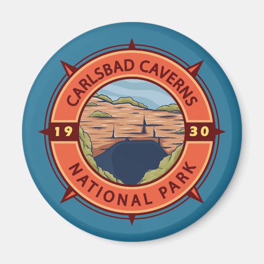 Carlsbad Caverns Nationalpark Retro Kompass Magnet (Vorne)