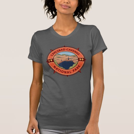 Carlsbad Caverns Nationalpark Retro Kompass T-Shirt (Vorderseite)