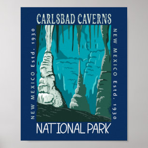 Carlsbad Caverns Nationalpark Vintag gefährdet Poster