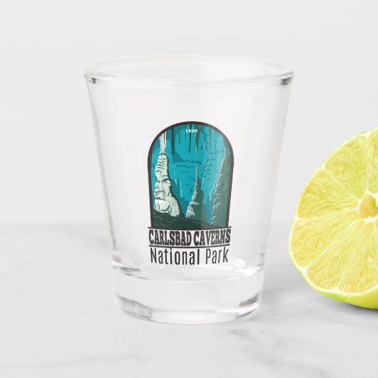 Carlsbad Caverns Nationalpark Vintag Schnapsglas (Vorderseite)