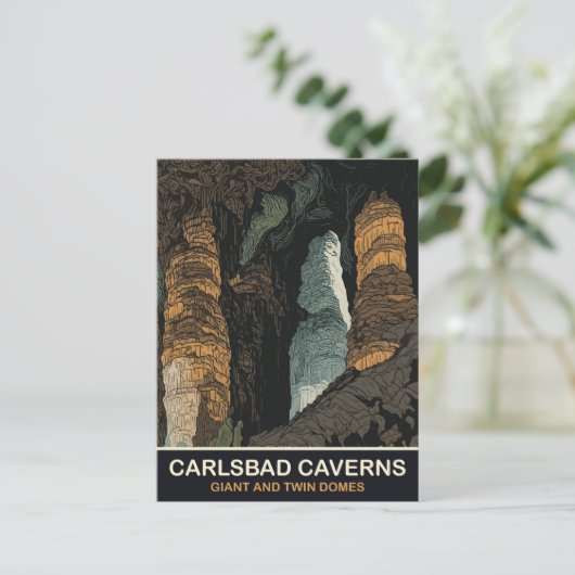 Carlsbad Höhlen, Riesen- und Zweierdomen, Reisen Postkarte (Stehend Vorderseite)