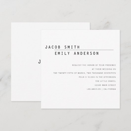 Carly Modern Wedding Einladung (Vorne/Hinten)