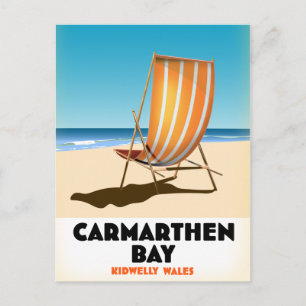 Carmarthen Bay Kidwelly Wales Seaside Poster Postkarte