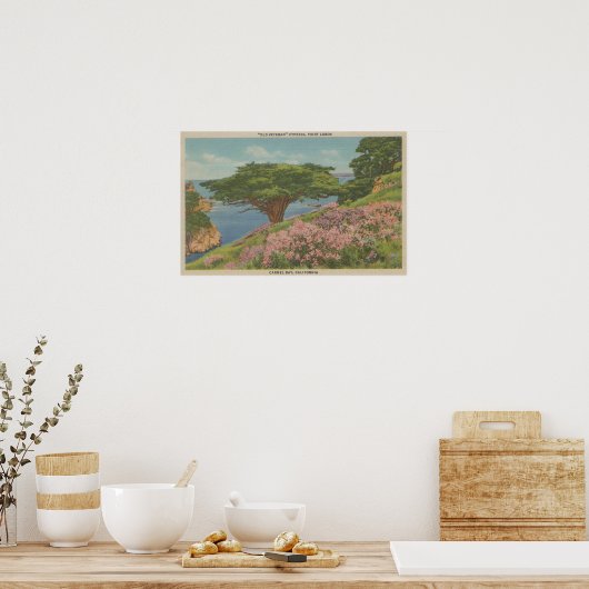 Carmel Bay, CA - View of "Old Veteran" Tree Poster (Küche)
