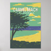 Carmel Beach California Art Vintag