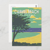 Carmel Beach California Art Vintag Postkarte (Vorne/Hinten)
