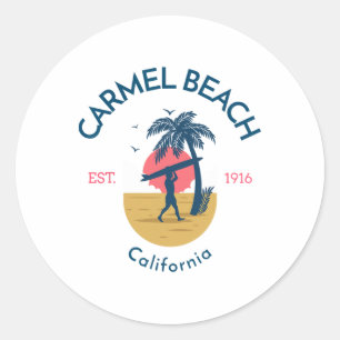 Carmel Beach Carmel By-the-sea Kalifornien Surfen  Runder Aufkleber