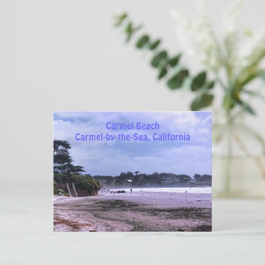Carmel Beach in California Travel Postcard Postkarte (Stehend Vorderseite)