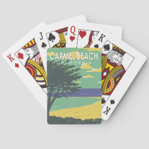 Carmel Beach Kalifornien Reise Kunst Vintage Spielkarten