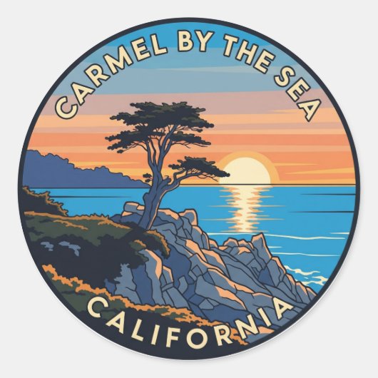 Carmel-by-the-sea-Allone-Zypresse Runder Aufkleber (Vorderseite)