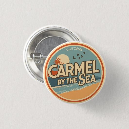 Carmel by the sea beach california pacific coast button (Vorne & Hinten)