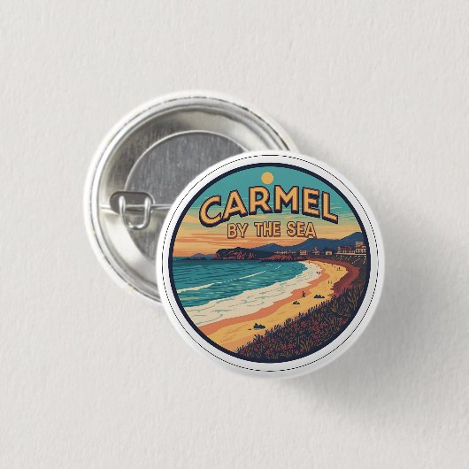 Carmel by the sea beach california pacific coast button (Vorne & Hinten)