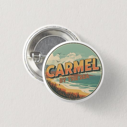 Carmel by the sea beach california pacific coast button (Vorne & Hinten)