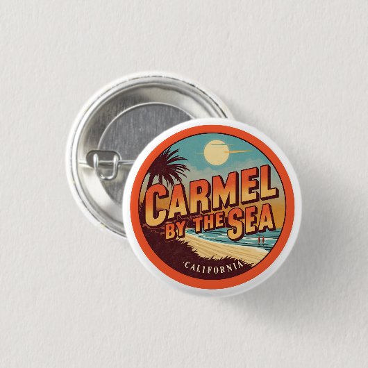 Carmel by the sea beach california pacific coast button (Vorne & Hinten)