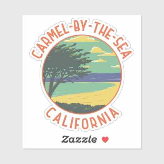 Carmel-by-the-Sea California Retro gestört Aufkleber (Blatt)