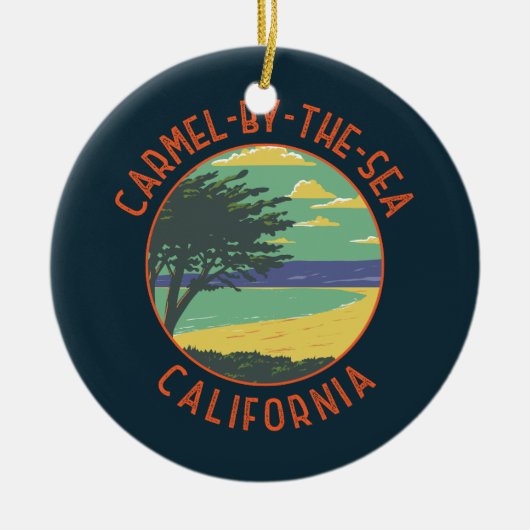 Carmel-by-the-Sea California Retro gestört Keramik Ornament (Vorne)