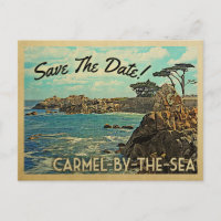 Carmel-by-the-Sea Save the Date Vintage Postkarten