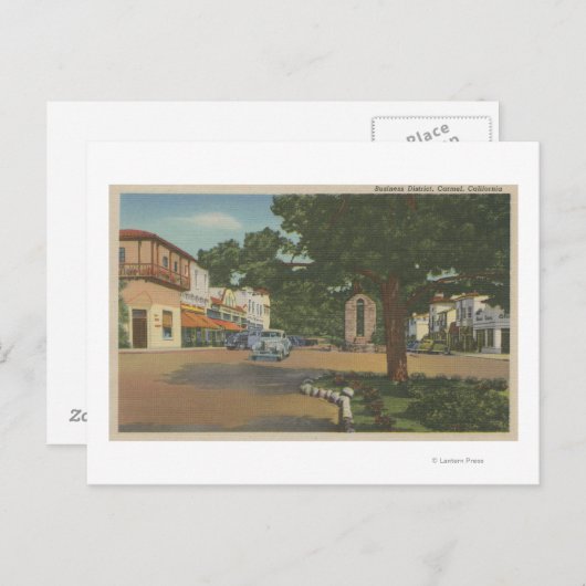 Carmel, CA - Business District View of Downtown Postkarte (Vorne/Hinten)