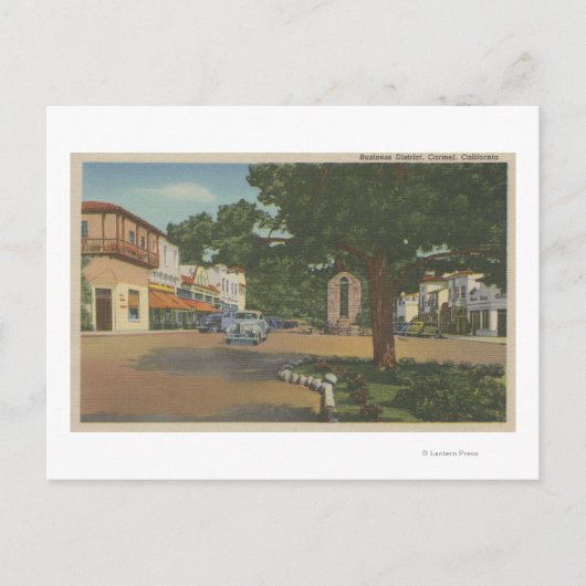 Carmel, CA - Business District View of Downtown Postkarte (Vorderseite)