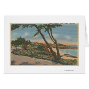 Carmel, CA - Häuser entlang der Ufer-Ansicht